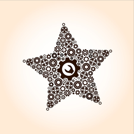 Abstract image of star made of gearsのイラスト素材