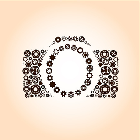 Illustration of an isolated gear with an iconのイラスト素材