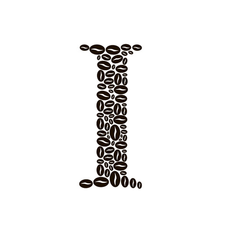 Letter I made of coffee beans vector setのイラスト素材