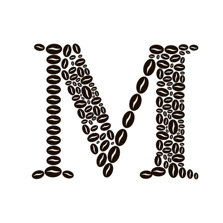 Letter M made of coffee beans vector setのイラスト素材