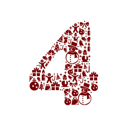 Christmas Number 4 on White Backgroundのイラスト素材