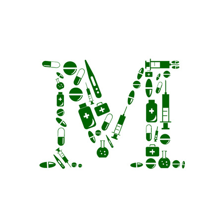 Abstract vector alphabet - M made from music notes - alphabet setのイラスト素材