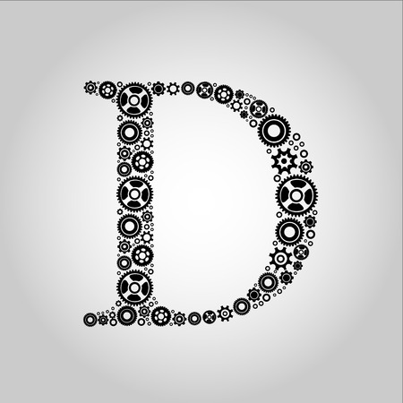 Gear Silhouette Alphabet , Dのイラスト素材