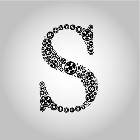 Gear Silhouette Alphabet , Sのイラスト素材