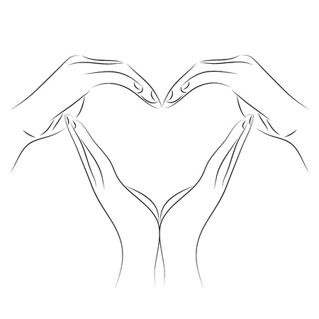 Heart shape design made with hand drawingのイラスト素材
