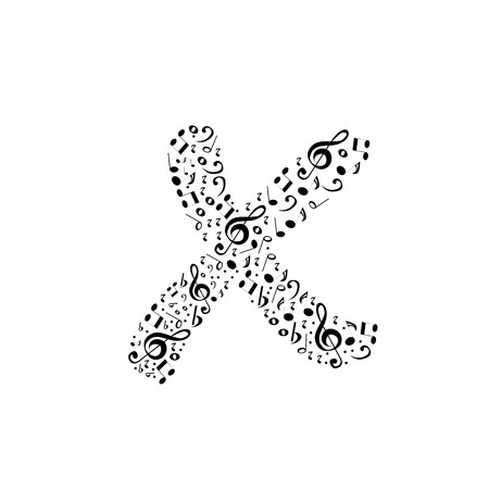 Abstract vector alphabet - x made from music notes - alphabet setのイラスト素材
