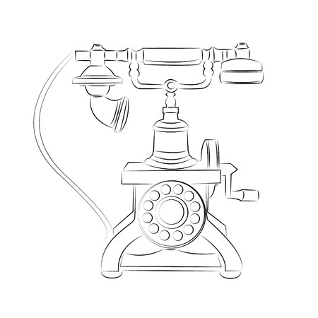 cartoon vector outline illustration telephone ringingのイラスト素材