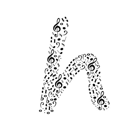 Abstract vector alphabet - h made from music notes - alphabet setのイラスト素材