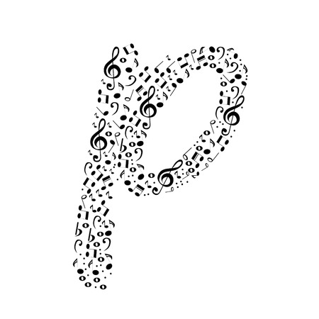 Abstract vector alphabet - p made from music notes - alphabet setのイラスト素材