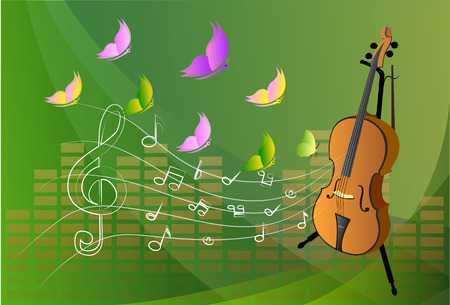 illustration of violin on colorful abstract grungy backgroundのイラスト素材