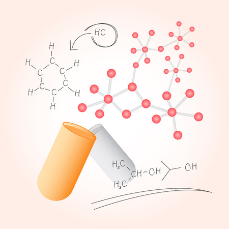 capsule shows molecule as medical conceptのイラスト素材