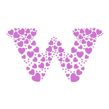 Alphabet w  of hearts vector illustrationのイラスト素材