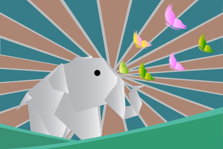Elephant paper, vector eps 10 illustrationのイラスト素材