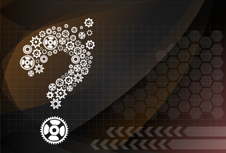 Abstract image with question mark made of gearsのイラスト素材