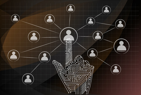 Hand pressing modern social buttonsのイラスト素材