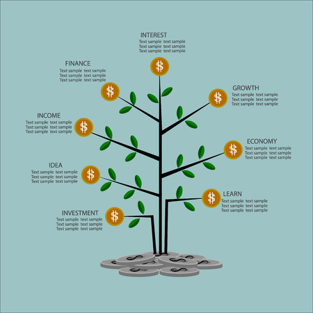 Infographic business  tree and coinsのイラスト素材