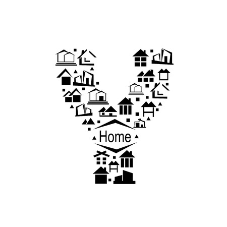 Abstract vector alphabet - Y, made from the house icon - alphabet set.のイラスト素材