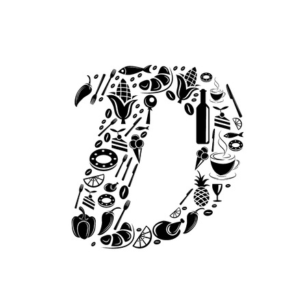 Abstract vector alphabet - D made from Food icon - alphabet setのイラスト素材