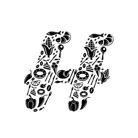Abstract vector alphabet - H made from Food icon - alphabet setのイラスト素材