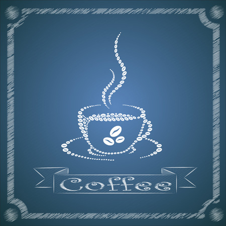 coffee cup on blackboard background.のイラスト素材