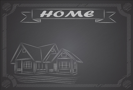 home on the blackboardのイラスト素材