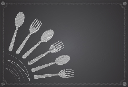 Drawing spoonon the blackboardのイラスト素材