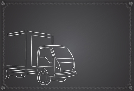 Truck on a blackboardのイラスト素材