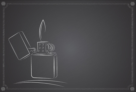 Metal zippo lighter onÂ  blackboardのイラスト素材