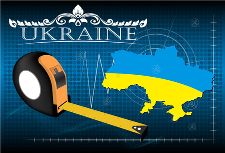 Map of Ukraine with ruler, vector.のイラスト素材