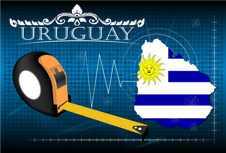 Map of Uruguay with ruler, vector.のイラスト素材