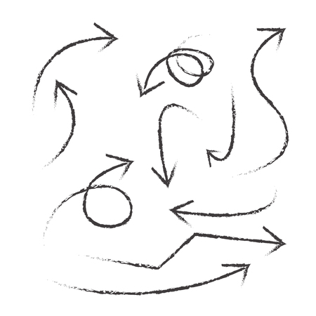 soft curved and lines arrows, soft hand draw, vector set arows on white Backgroundのイラスト素材