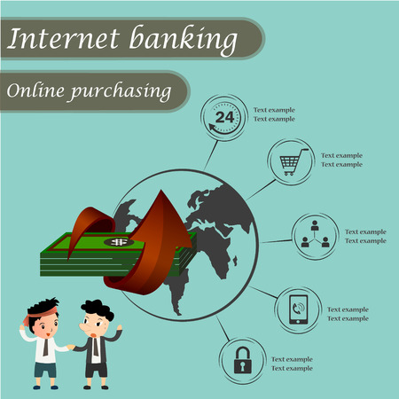 Internet banking, online purchasing and transactionのイラスト素材