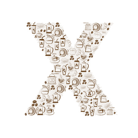 Abstract vector alphabet - X  made from coffee iconのイラスト素材