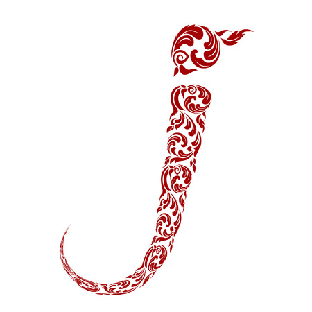 Abstract vector alphabet - j made from line thai art pattern - alphabet setのイラスト素材