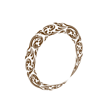 Abstract vector alphabet - O  made from line thai art pattern  - alphabet setのイラスト素材