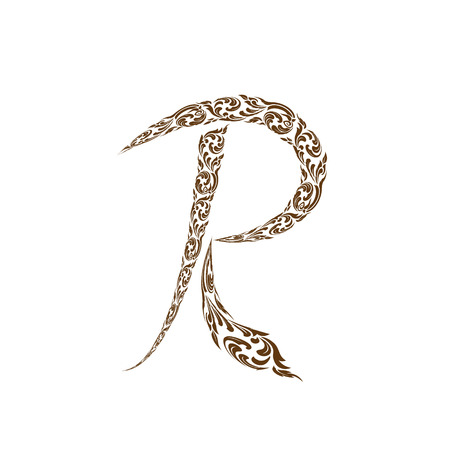 Abstract vector alphabet - R  made from line thai art pattern  - alphabet setのイラスト素材