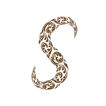 Abstract vector alphabet - S  made from line thai art pattern  - alphabet setのイラスト素材