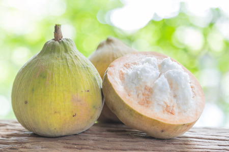 Santol fruit on woodの写真素材