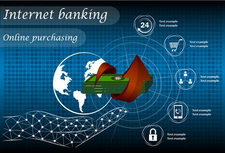 Internet banking, online purchasing and transactionのイラスト素材