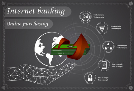 Internet banking, online purchasing and transactionのイラスト素材