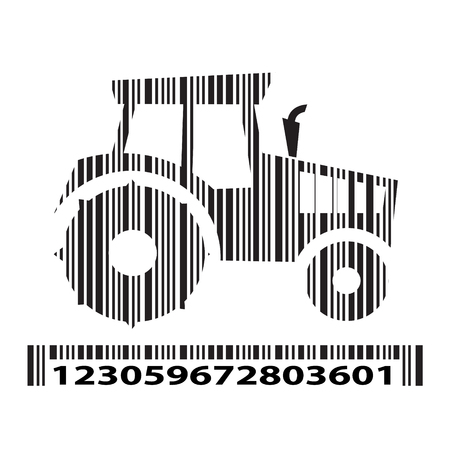 tractor  as barcode ,  vector illustrationのイラスト素材