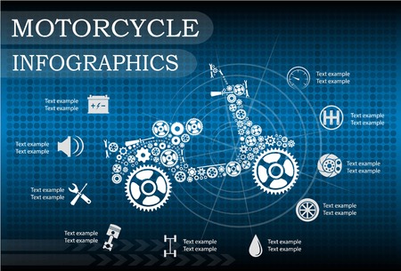 motorcycle part information. Vector illustrationのイラスト素材