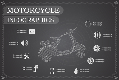 motorcycle part information. Vector illustrationのイラスト素材