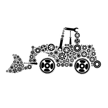 tractor. icon of tractor from gears. vectorのイラスト素材