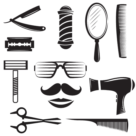 Set of  barber shop elements.のイラスト素材