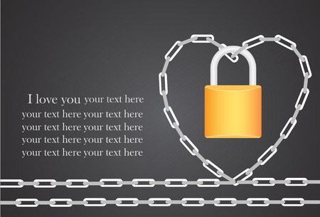 heart locked with chain. Vector illustrationのイラスト素材