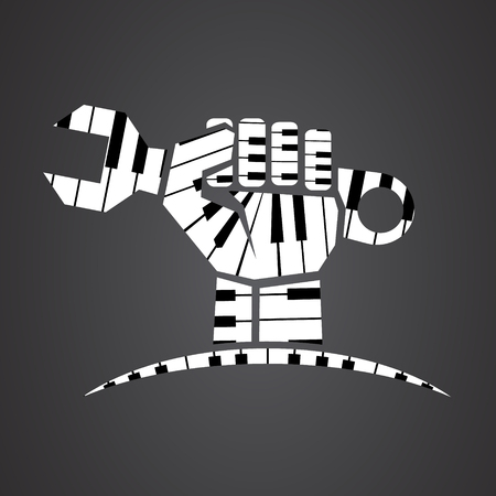 HAND HOLDING WRENCH made from pianoのイラスト素材