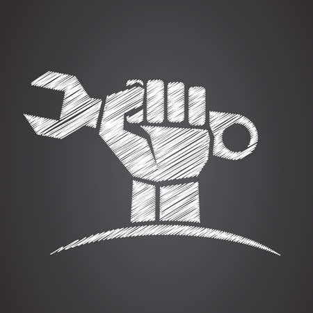 HAND HOLDING WRENCHのイラスト素材