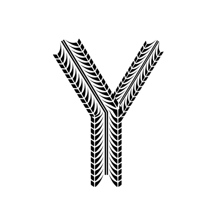 Black grunge alphabet in tire track forms.のイラスト素材