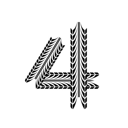 Black numbers silhouette in tire tracks form.のイラスト素材